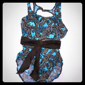 NWOT Blue with brown pattern bathing suit 👙